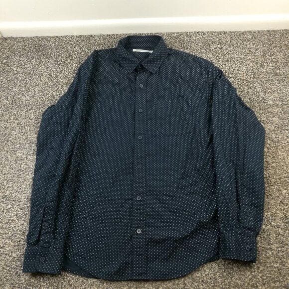 Outerknown Shirt Organic Cotton Polka Dot Navy Blue L/S Button Up Mens Small - Picture 2 of 9